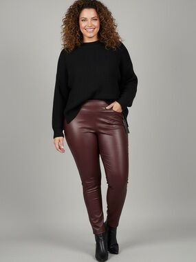 Faux Leather High-Waist Skinny Pants • NWT • 16.5" waist (runs small)